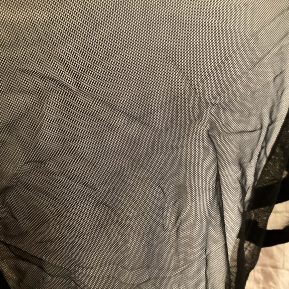 “ EMBROIDERED FLORAL TOP” Sheer Black Netting with Lovely Embroidery. - Picture 7 of 13